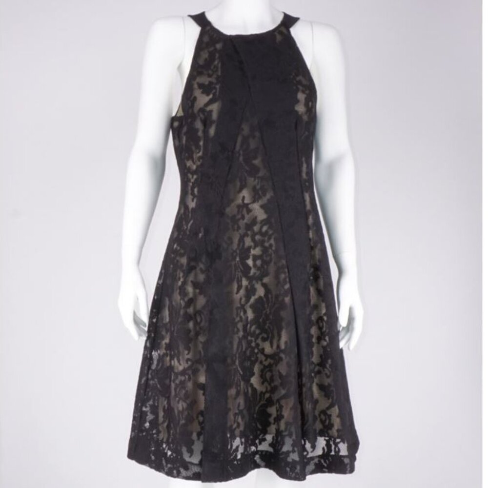 NWT Antonio Melani Lexi Lace Dress- Black / Nude